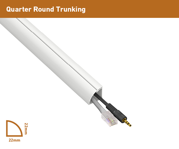 D-Line 22mm x 22mm White Quadrant Trunking PVC Cable Management Hide Cover 