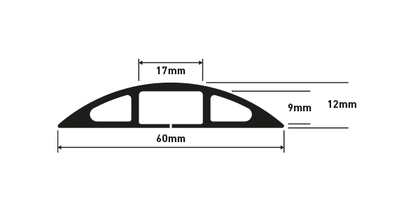 Pasacables de suelo de 2 canales L1000 mm - Parkimat