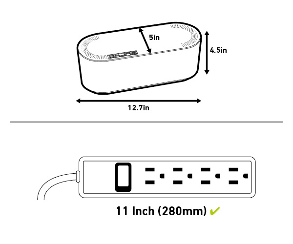 D-Line Cable Organizer Box – Power Strip Hider, Cord Storage Solution