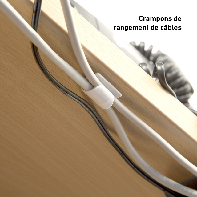 Clips d'organisateur de câble de bureau, 5 fentes Support de câble Gestion  de câble à cadre métallique, câble